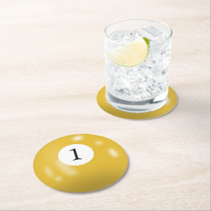 Dessous-de-verre Rond En Papier Boule de Billard Numéro 1