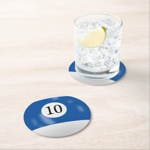 Dessous-de-verre Rond En Papier Boule de billard numéro 10