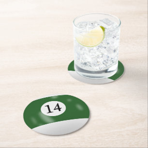 Dessous-de-verre Rond En Papier Boule de billard numéro 14