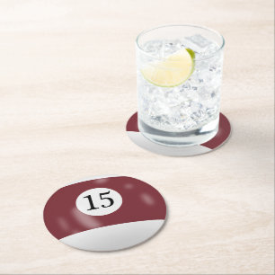 Dessous-de-verre Rond En Papier Boule de billard numéro 15