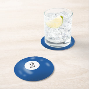 Dessous-de-verre Rond En Papier Boule de billard numéro 2