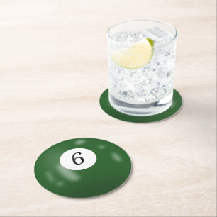 Dessous-de-verre Rond En Papier Boule de billard numéro 6