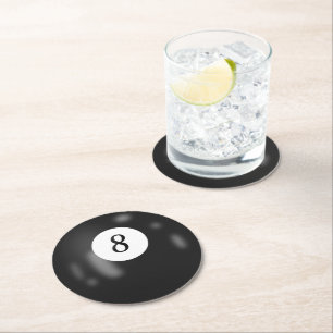 Dessous-de-verre Rond En Papier Boule de billard numéro 8