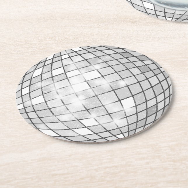 Dessous-de-verre Rond En Papier Boule Disco (Incliné)