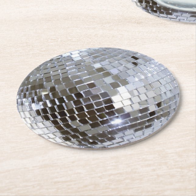 Dessous-de-verre Rond En Papier Boule reflétée 1 de disco (Incliné)