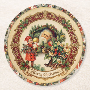 Dessous-de-verre Rond En Papier Boules de Noël Victoriennes Vintage
