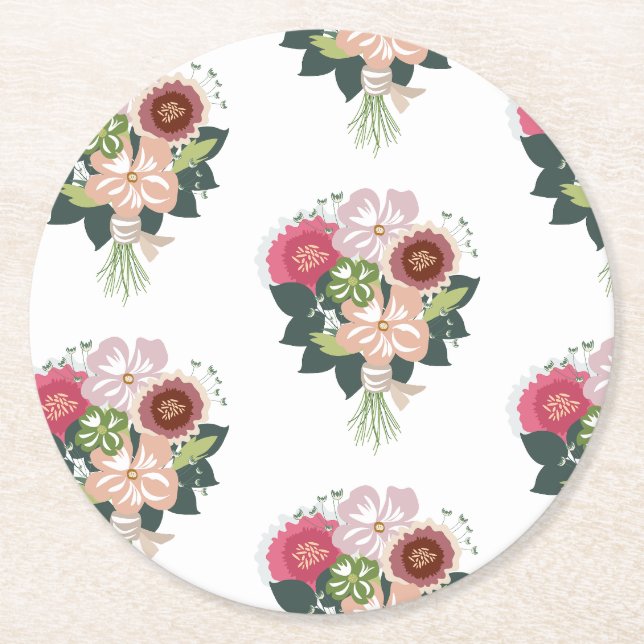 Dessous-de-verre Rond En Papier Bouquet floral (Devant)