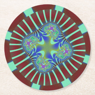 Dessous-de-verre Rond En Papier Bourgogne colorée et fractée verte à la menthe
