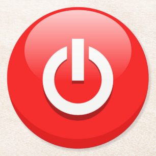 Dessous-de-verre Rond En Papier Bouton d'alimentation rouge géant