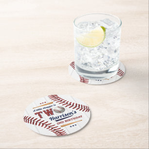 Dessous-de-verre Rond En Papier Boys Baseball 2e anniversaire