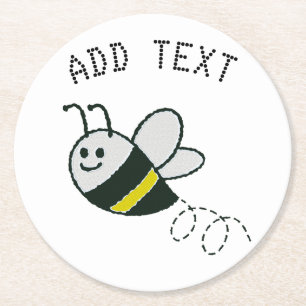 Dessous-de-verre Rond En Papier Broderie Imprimer Baby shower d'abeille mignonne