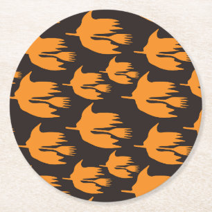 Dessous-de-verre Rond En Papier Broom Ride nocturne - motif Halloween sans soudure