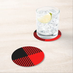 Dessous-de-verre Rond En Papier Buffalo Check Rouge et Noir Lumberjack Plaid Decor