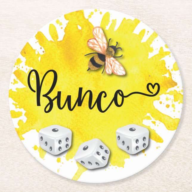 Dessous-de-verre Rond En Papier Bunco Bee Dice (Devant)