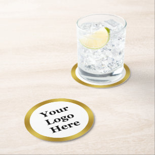 Dessous-de-verre Rond En Papier Business White and Gold Votre logo ici