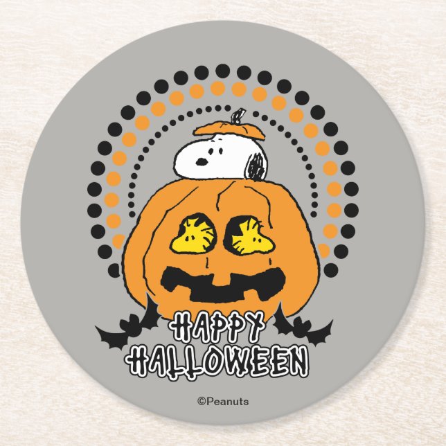 Dessous-de-verre Rond En Papier cacahuètes | Bonne Halloween (Devant)