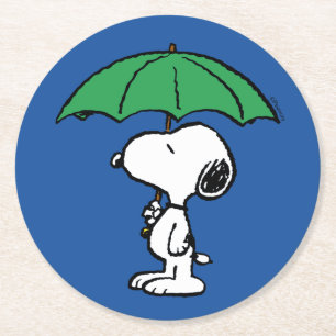 Dessous-de-verre Rond En Papier cacahuètes   Parapluie vert Snoopy