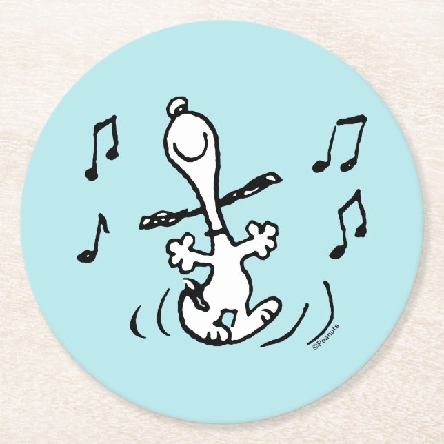 Dessous-de-verre Rond En Papier cacahuètes | Snoopy Dancing (Devant)