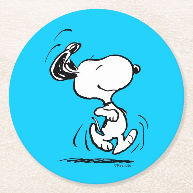 Dessous-de-verre Rond En Papier cacahuètes | Snoopy Happy Dance (Devant)