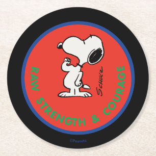 Dessous-de-verre Rond En Papier cacahuètes   Snoopy Raw Force & Courage Badge