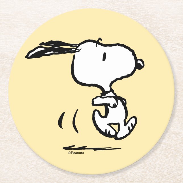 Dessous-de-verre Rond En Papier cacahuètes | Snoopy Running (Devant)