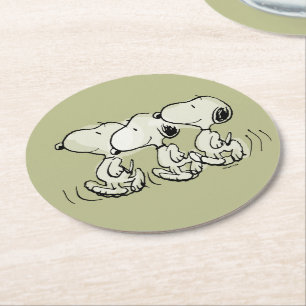Dessous-de-verre Rond En Papier cacahuètes   Snoopy Walking Tall