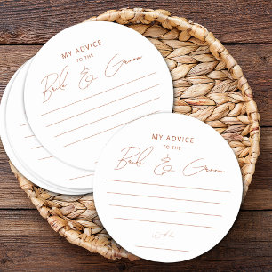 Dessous-de-verre Rond En Papier Cadeau de Conseils de Mariage Écriture Rustique en