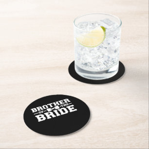 Dessous-de-verre Rond En Papier Cadeau pour le frère de la mariée