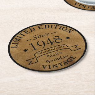 Dessous-de-verre Rond En Papier Cadeaux de 75e anniversaire vintages personnalisés