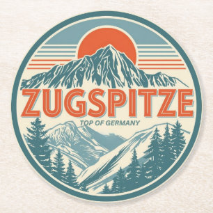 Dessous-de-verre Rond En Papier Cadeaux de plein air bavarois rétro Zugspitze natu