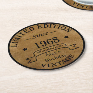 Dessous-de-verre Rond En Papier Cadeaux personnalisés vintages 55e anniversaire