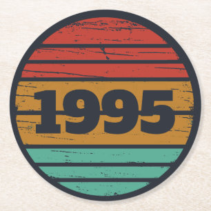 Dessous-de-verre Rond En Papier Cadeaux personnalisés vintages de 30e anniversaire