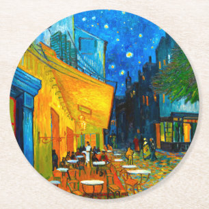 Dessous-de-verre Rond En Papier Café Van Gogh Terrasse en soirée