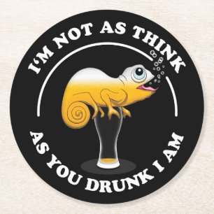 Dessous-de-verre Rond En Papier Caméléon Amateur De Bière Et Citation De Boisson D
