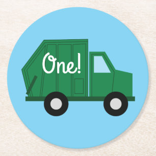 Dessous-de-verre Rond En Papier Camions fête d'anniversaire