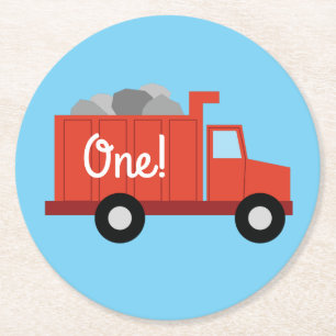 Dessous-de-verre Rond En Papier Camions Voitures Cute Boy Anniversaire de enfant P