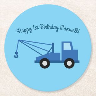 Dessous-de-verre Rond En Papier Camions Voitures Cute Boy Anniversaire de enfant P