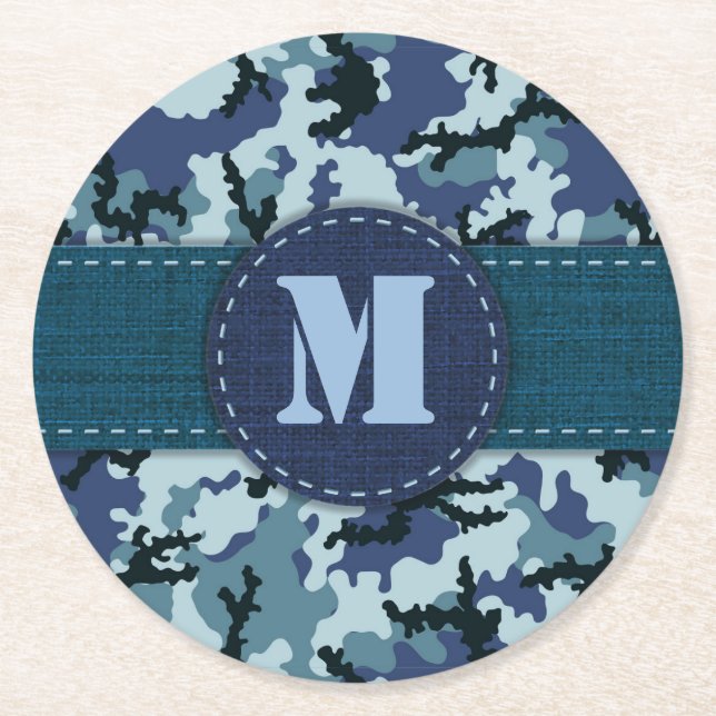 Dessous-de-verre Rond En Papier Camouflage de la marine (Devant)