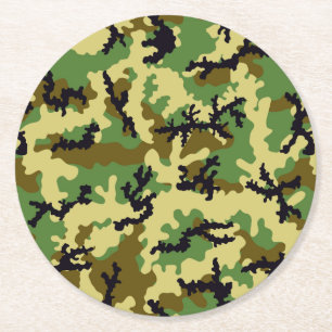 Dessous-de-verre Rond En Papier Camouflage des bois
