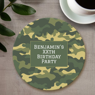 Dessous-de-verre Rond En Papier Camouflage militaire Anniversaire de fête Thème Pe