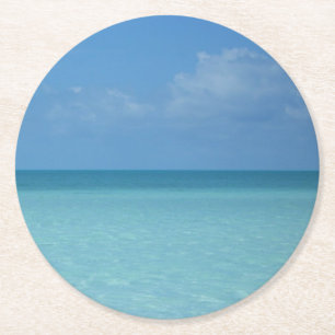 Dessous-de-verre Rond En Papier Caraïbes Horizon Tropical Turquoise Bleu