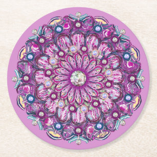 Dessous-de-verre Rond En Papier Cardinal Red Rosace