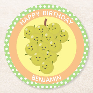 Dessous-de-verre Rond En Papier Caricature amusante bouquet de raisin reunion