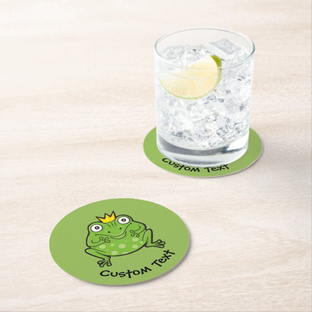 Dessous-de-verre Rond En Papier Caricature de grenouille (En situation)