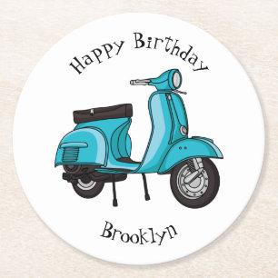 Dessous-de-verre Rond En Papier Caricature moto mopée mûre illustration