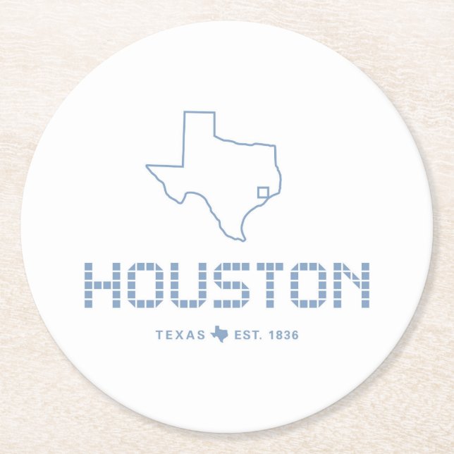 Dessous-de-verre Rond En Papier Carrelage Houston & Texas, Carrelage bleu, Houston (Devant)