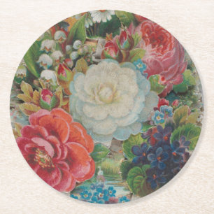 Dessous-de-verre Rond En Papier Carte de la Saint-Valentin de l'ère victorienne, B
