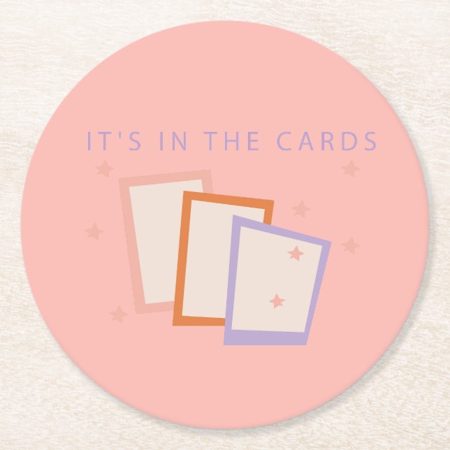 Dessous-de-verre Rond En Papier Carte Tarot rose esthétique (Devant)