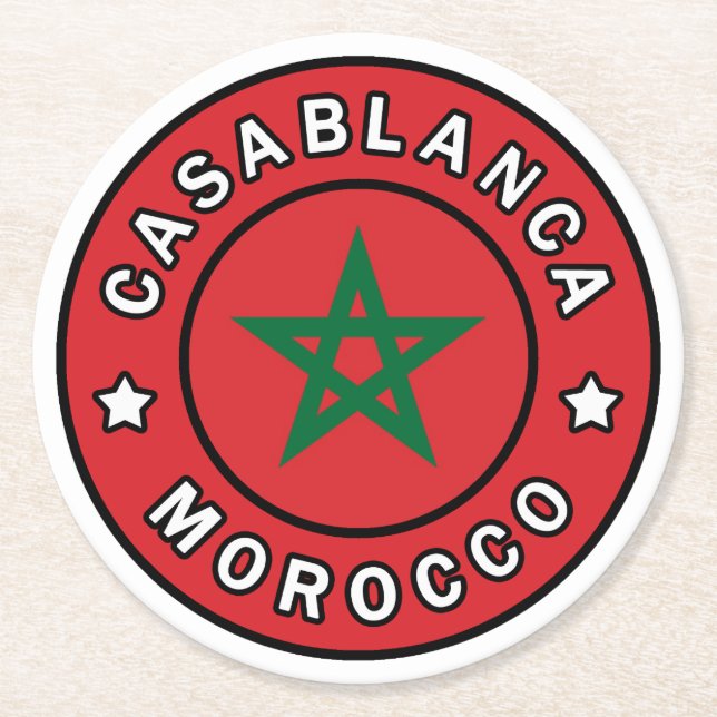 Dessous-de-verre Rond En Papier Casablanca Maroc (Devant)