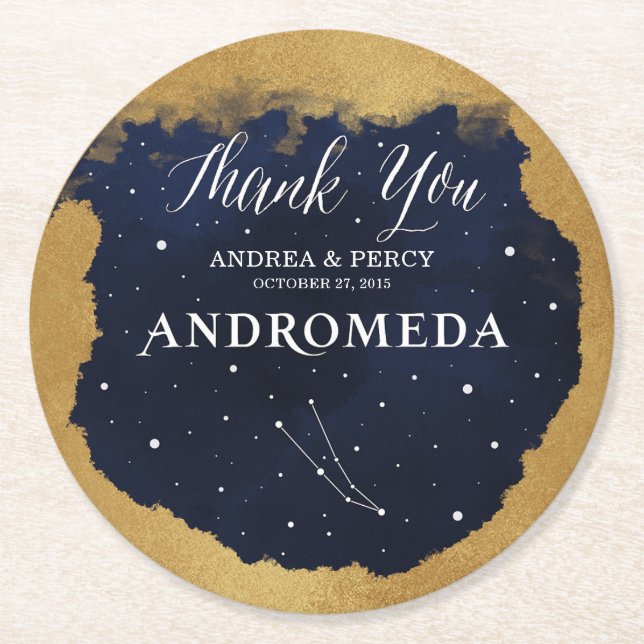 Dessous-de-verre Rond En Papier Céleste Starry Night Constellation Andromeda (Devant)